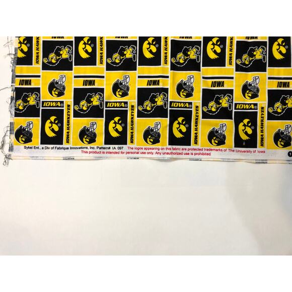 University of Iowa Hawkeye Fabric Cotton 1/2 yard x 42 inch Gold & Black - Picture 5 of 5